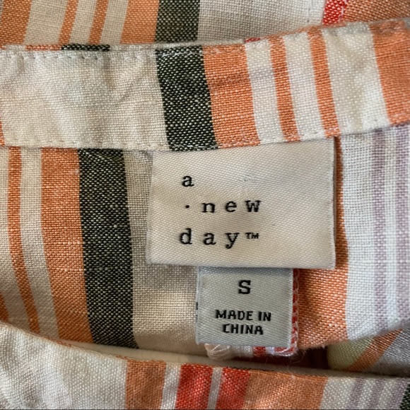 A NEW DAY LINEN STRIPED TUNIC TOP SUMMER STRIPED CROPPED TOP - Picture 12 of 13